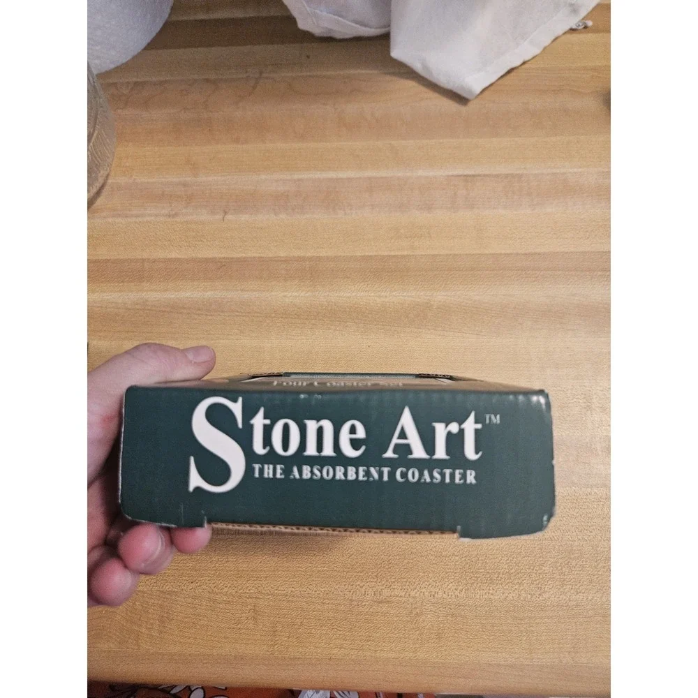 Stone Art Lighthouse Absorbent Stones 4 Coaster Set NIB